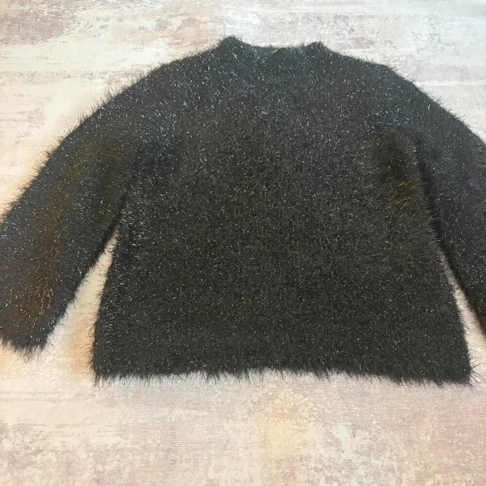 Tory Burch Black Tinsel Mock Neck Eyelash Knit Sweater – S - Picture 8 of 12